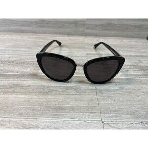 MVMT MARQUEE CAT EYE ACETATE SUNGLASSES GLOSSY BLACK/SILVER/GREY LENS With Case